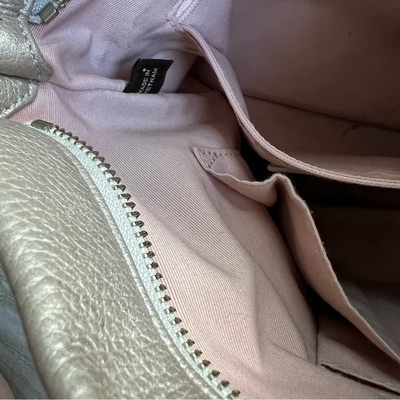 Coach metallic champagne silver pebbled leather chain duffle convertible handbag - Picture 10 of 13